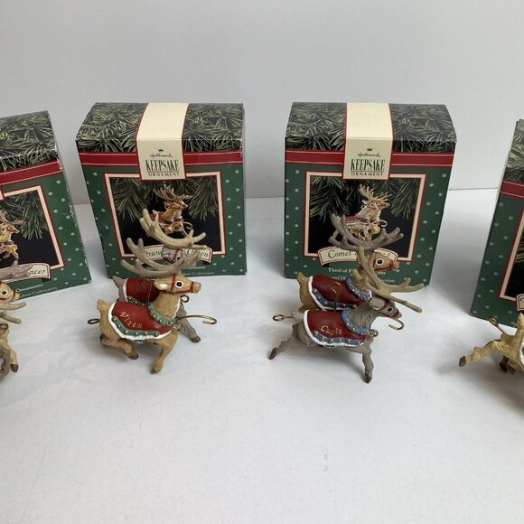 Hallmark Keepsake Ornament Santa and His Reindeer Collection Complete Set - Picture 4 of 6